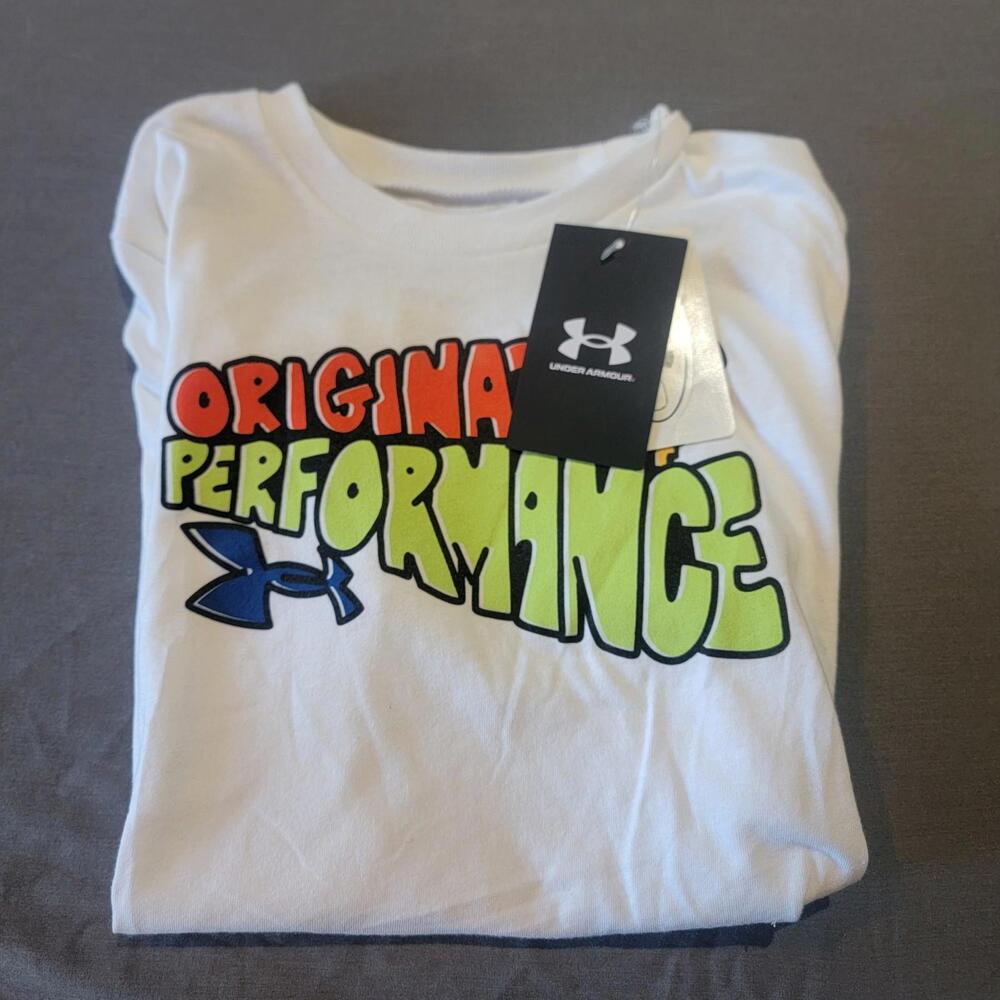(YS) Under Armour Boys "Originator Of Performance" T-Shirt White New With Tags